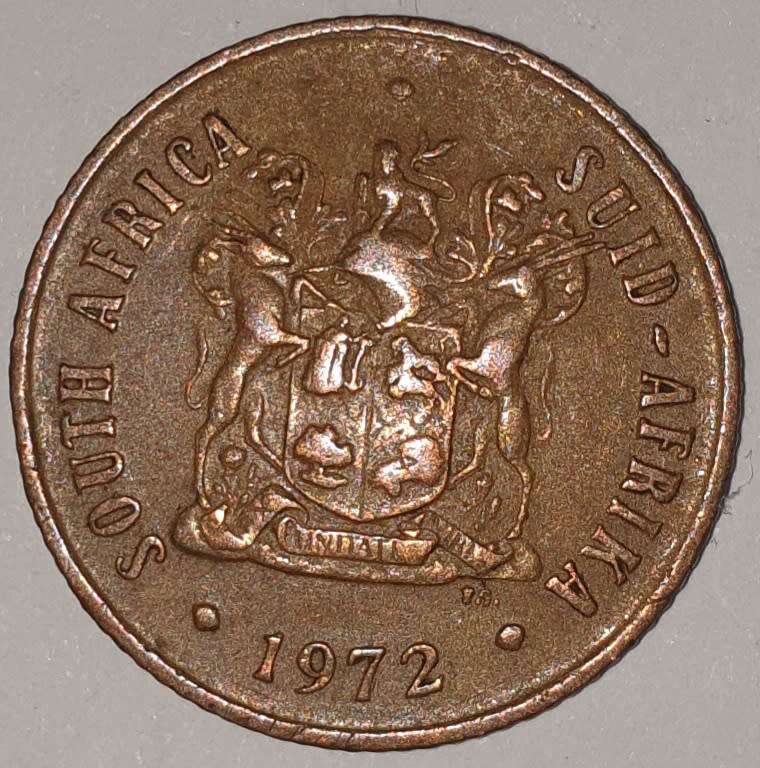 1972 - 2 CENT COIN (TWO CENT COIN) - RSA - BRONZE - KM#83 - BILINGUAL LEGEND - WILDEBEEST